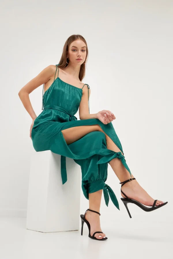 ENDLESS ROSE Tops | One Pieces*- Side Bow Tie Slit Jumpsuit