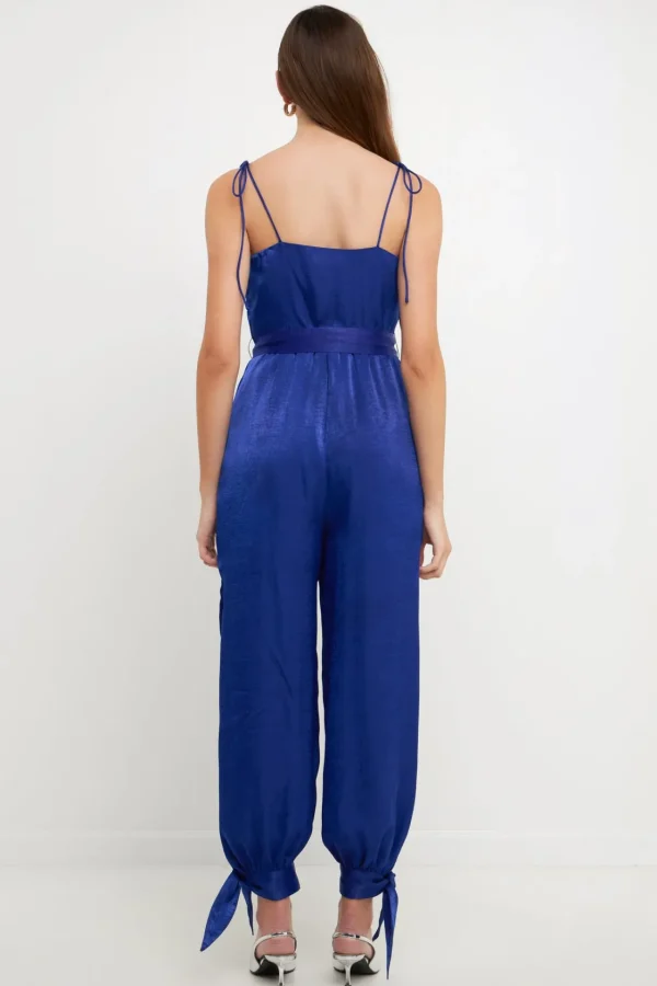 ENDLESS ROSE Tops | One Pieces*- Side Bow Tie Slit Jumpsuit