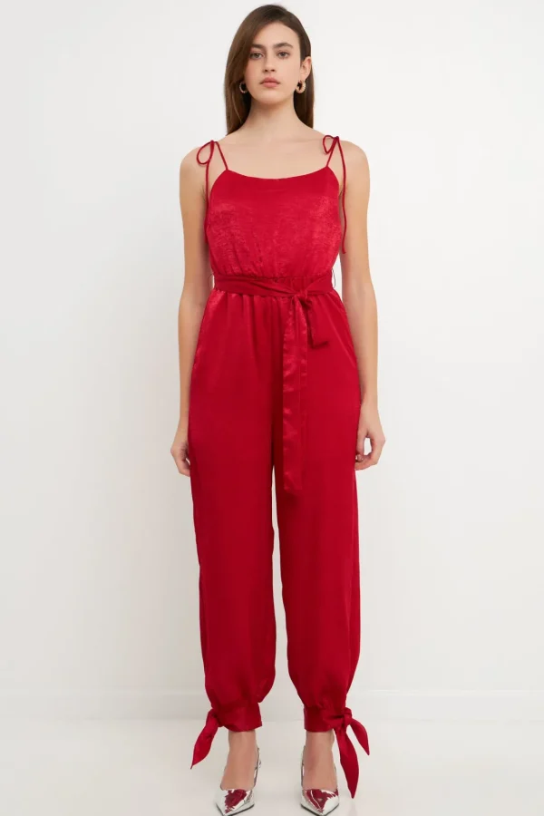 ENDLESS ROSE Tops | One Pieces*- Side Bow Tie Slit Jumpsuit