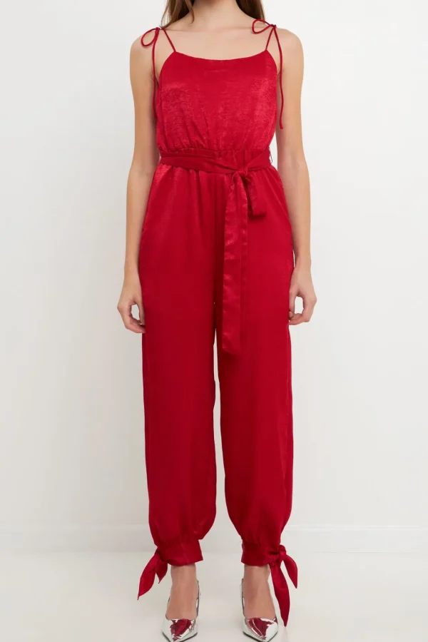 ENDLESS ROSE Tops | One Pieces*- Side Bow Tie Slit Jumpsuit