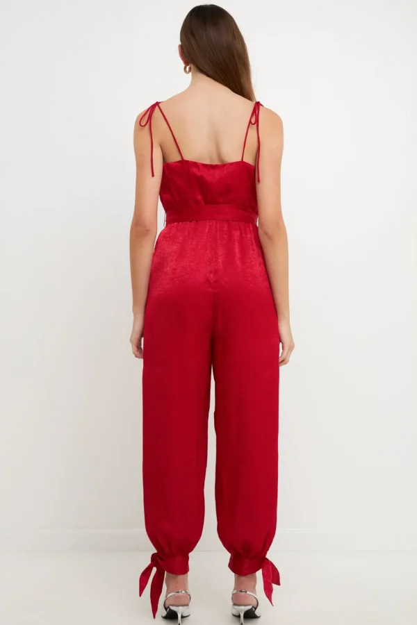 ENDLESS ROSE Tops | One Pieces*- Side Bow Tie Slit Jumpsuit