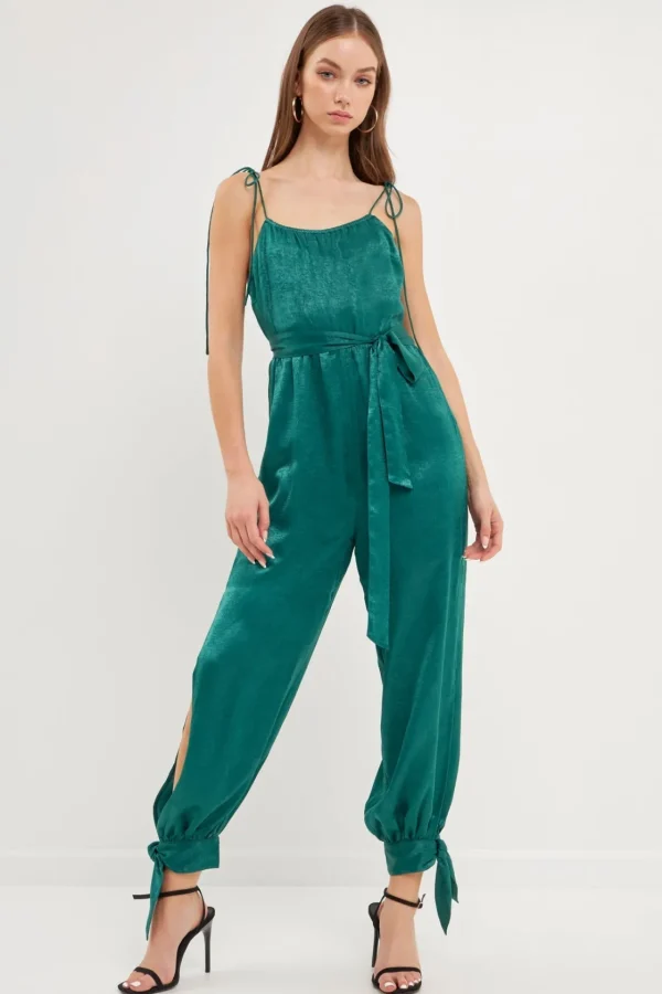 ENDLESS ROSE Tops | One Pieces*- Side Bow Tie Slit Jumpsuit