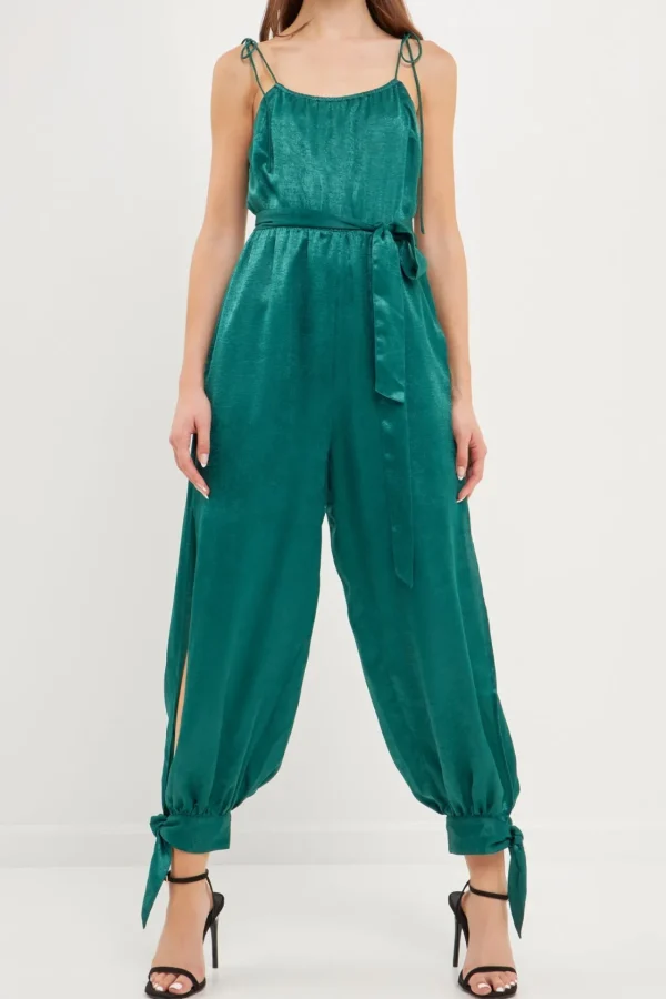 ENDLESS ROSE Tops | One Pieces*- Side Bow Tie Slit Jumpsuit