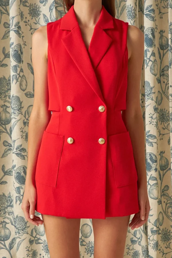 ENDLESS ROSE Tops*- Sleeveless Suit Romper RED