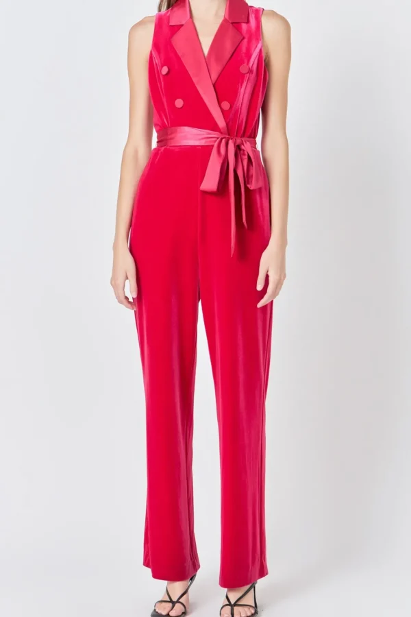 ENDLESS ROSE Tops | One Pieces*- Sleeveless Velvet Jumpsuit