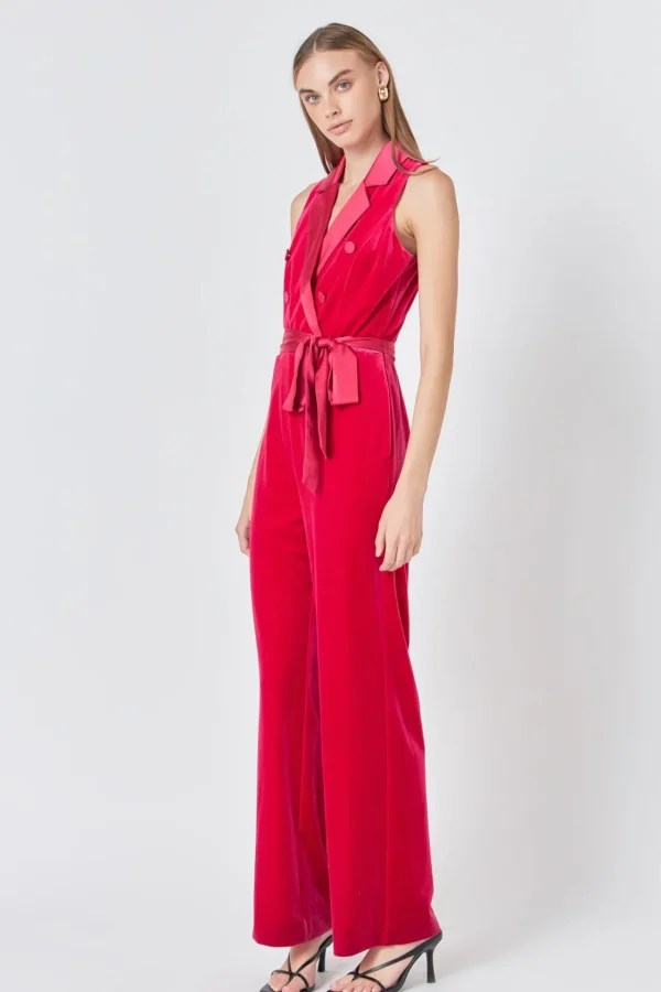 ENDLESS ROSE Tops | One Pieces*- Sleeveless Velvet Jumpsuit