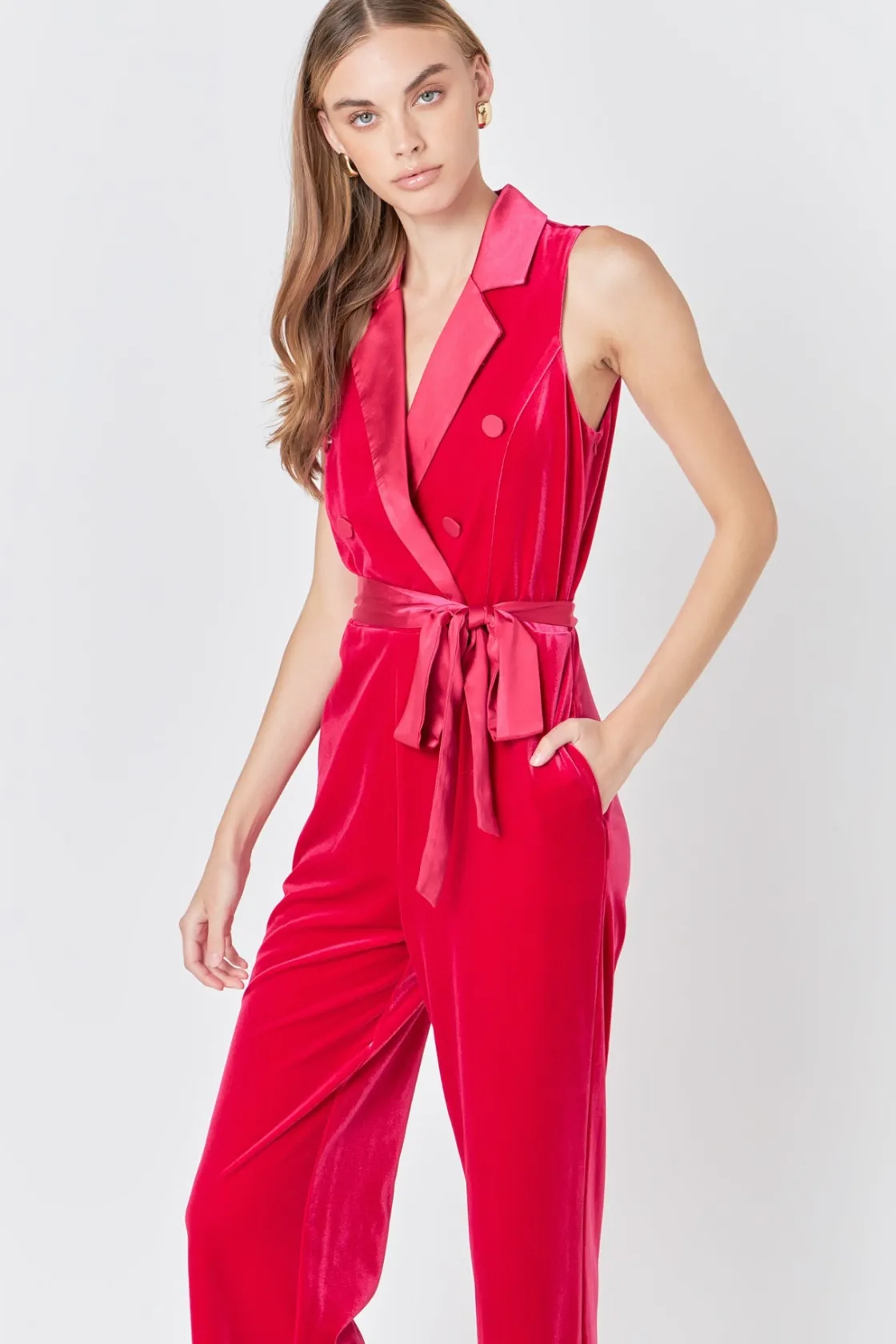 endless_rose__sleeveless__13.webp ENDLESS ROSE Tops | One Pieces*- Sleeveless Velvet Jumpsuit