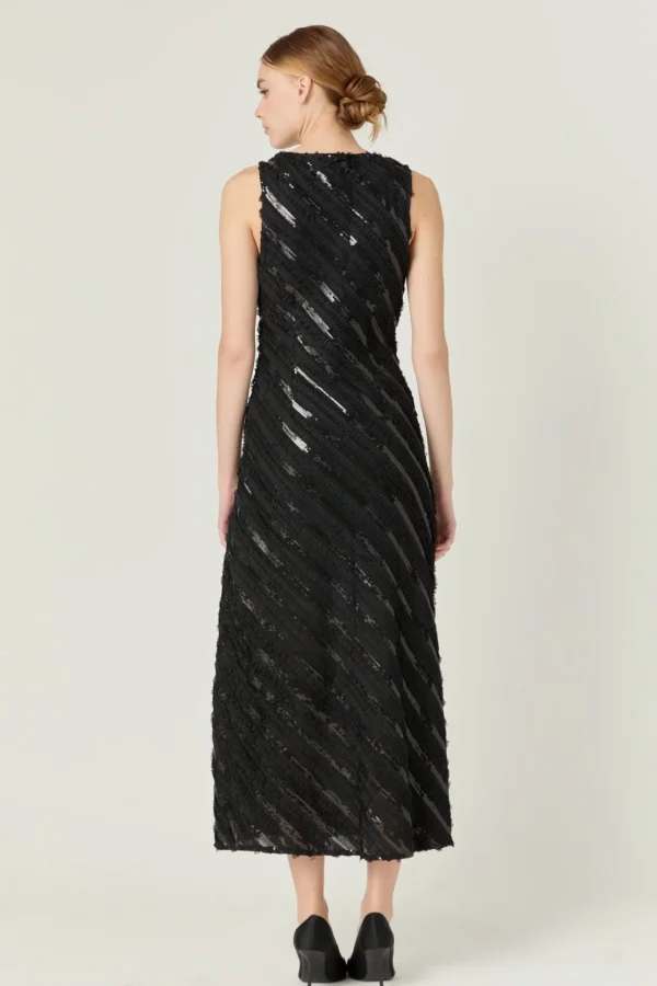 ENDLESS ROSE Tops*- Sleeveless Ruffled Maxi Dress BLACK