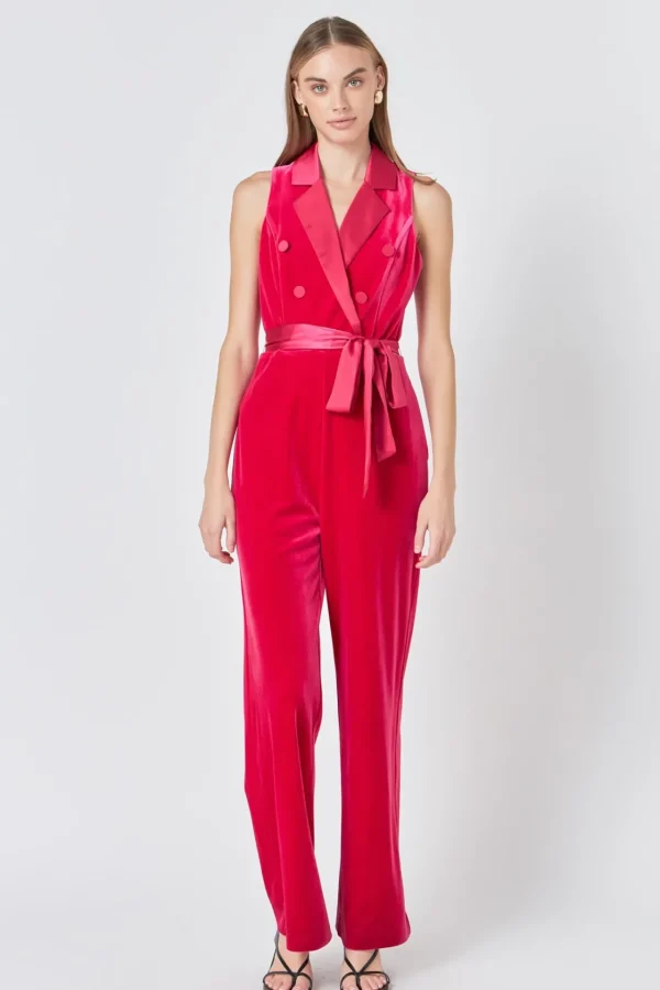 ENDLESS ROSE Tops | One Pieces*- Sleeveless Velvet Jumpsuit