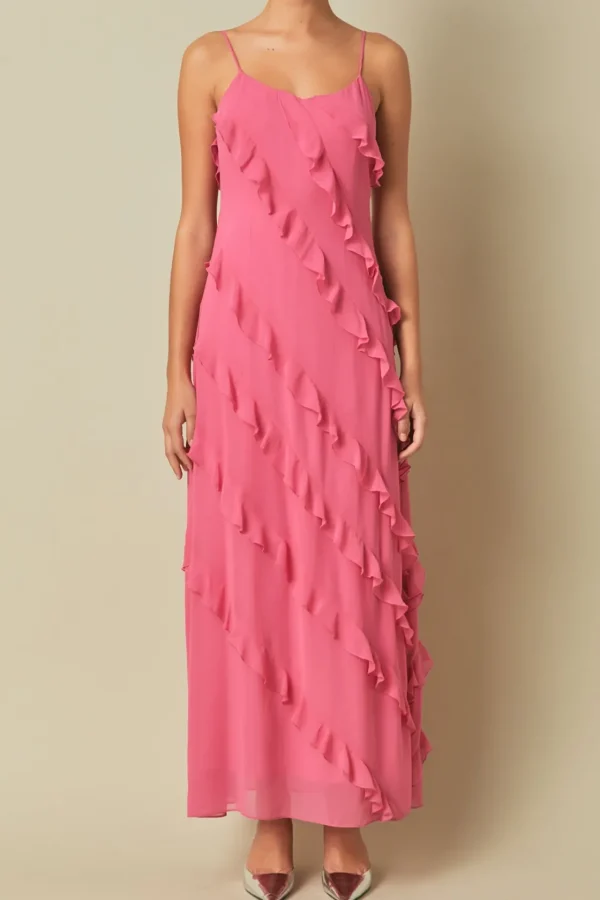 ENDLESS ROSE Tops*- Slip Ruffled Dress