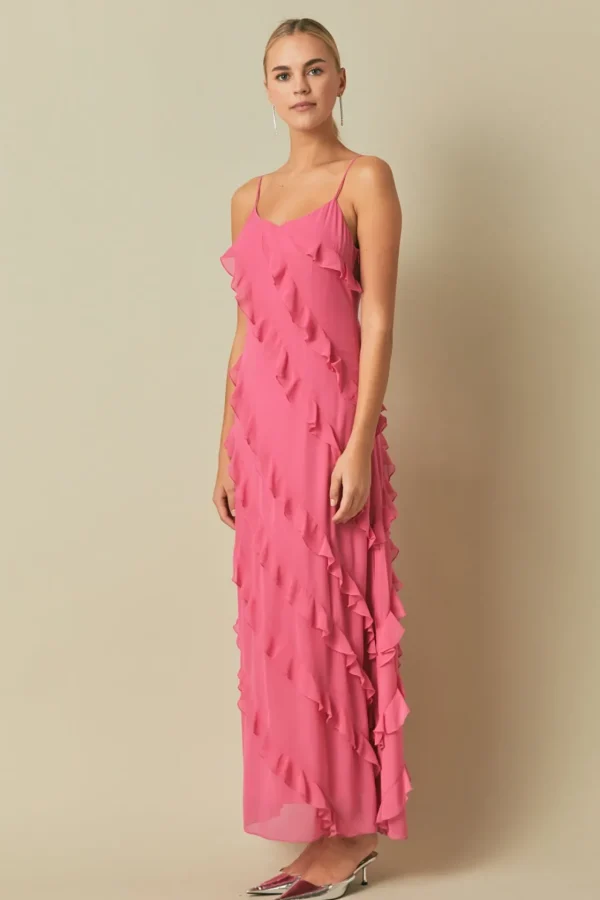ENDLESS ROSE Tops*- Slip Ruffled Dress