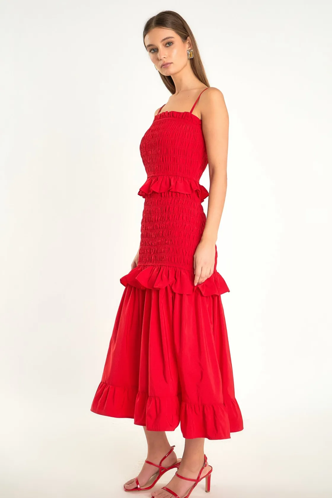 endless_rose__smocked_max_2.webp ENDLESS ROSE Tops*- Smocked Maxi Dress RED