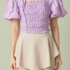 ENDLESS ROSE Tops*- Smocked Puff Sleeve Top