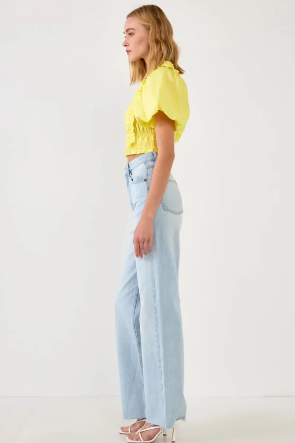 ENDLESS ROSE Tops*- Smocked Puff Sleeve Top