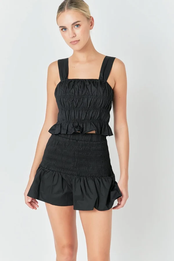 ENDLESS ROSE Tops*- Smocked Ruffle Top