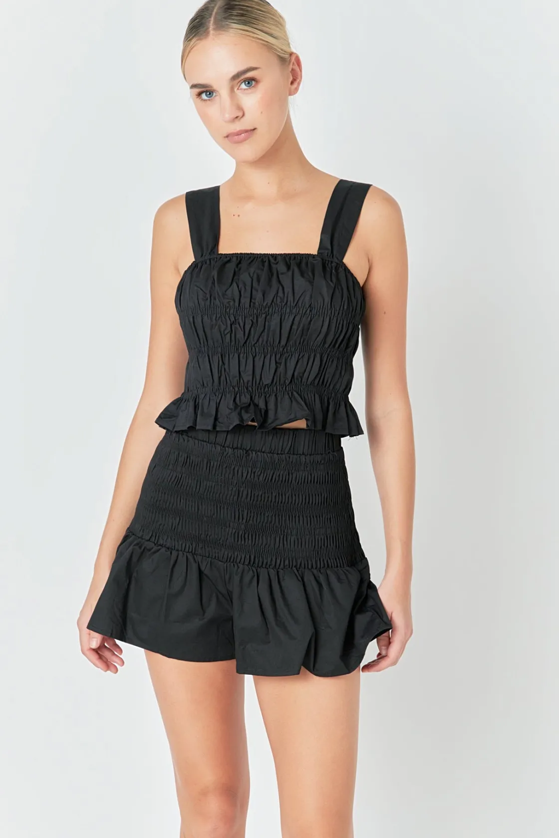 endless_rose__smocked_ruf_3.webp ENDLESS ROSE Tops*- Smocked Ruffle Top