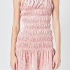ENDLESS ROSE Tops*- Smocked Velvet Mini Dress BLUSH