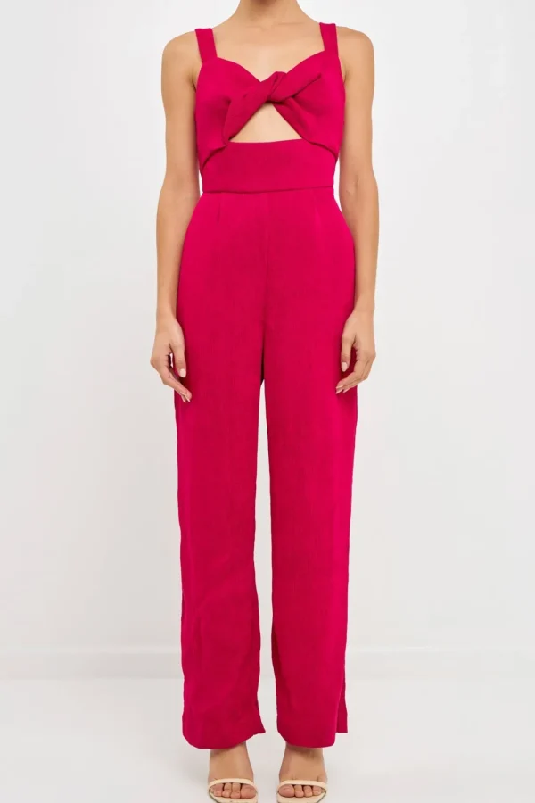 ENDLESS ROSE Tops | One Pieces*- Soft Touch Plisse Twist Jumpsuit