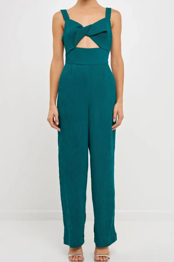 ENDLESS ROSE Tops | One Pieces*- Soft Touch Plisse Twist Jumpsuit