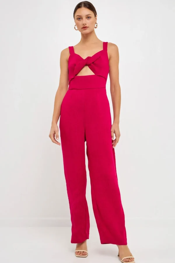 ENDLESS ROSE Tops | One Pieces*- Soft Touch Plisse Twist Jumpsuit