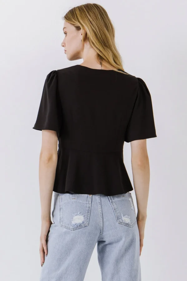ENDLESS ROSE Tops*- Solid Knotted Top