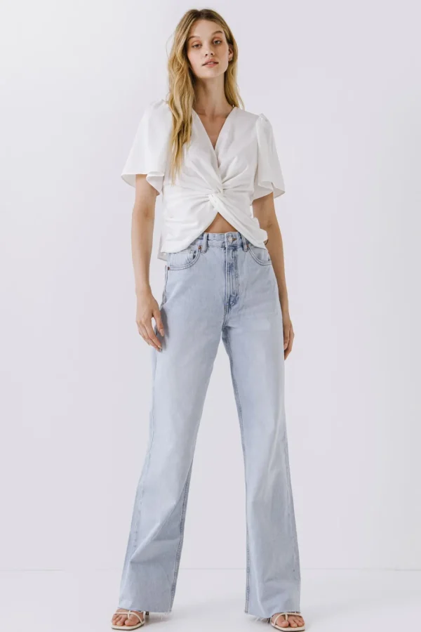 ENDLESS ROSE Tops*- Solid Knotted Top