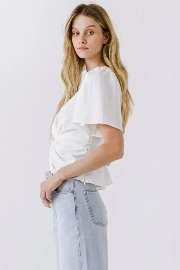 ENDLESS ROSE Tops*- Solid Knotted Top