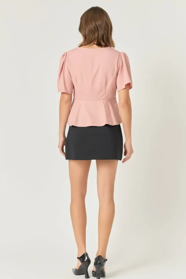 ENDLESS ROSE Tops*- Solid Knotted Top