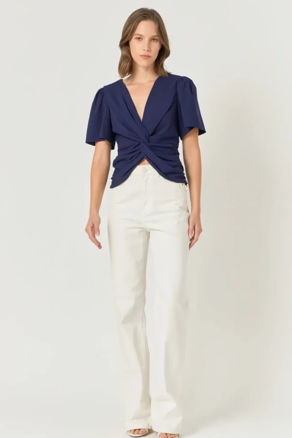 ENDLESS ROSE Tops*- Solid Knotted Top