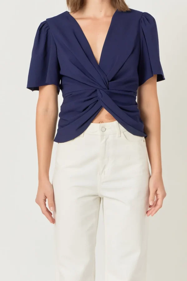 ENDLESS ROSE Tops*- Solid Knotted Top