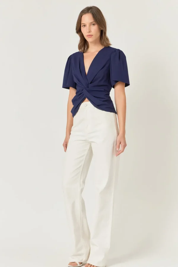 ENDLESS ROSE Tops*- Solid Knotted Top