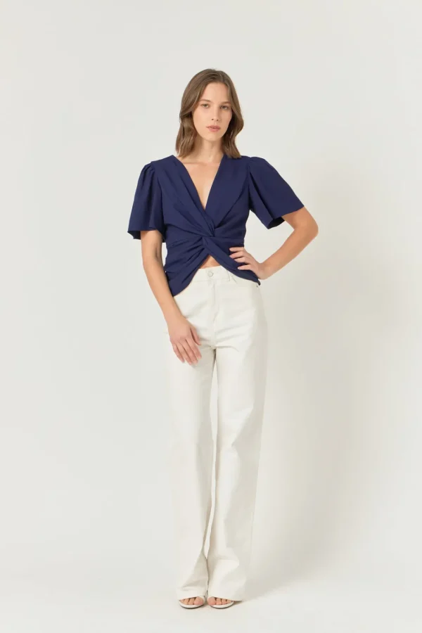 ENDLESS ROSE Tops*- Solid Knotted Top