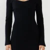 ENDLESS ROSE Tops*- Square neckline Knit Mini Dress