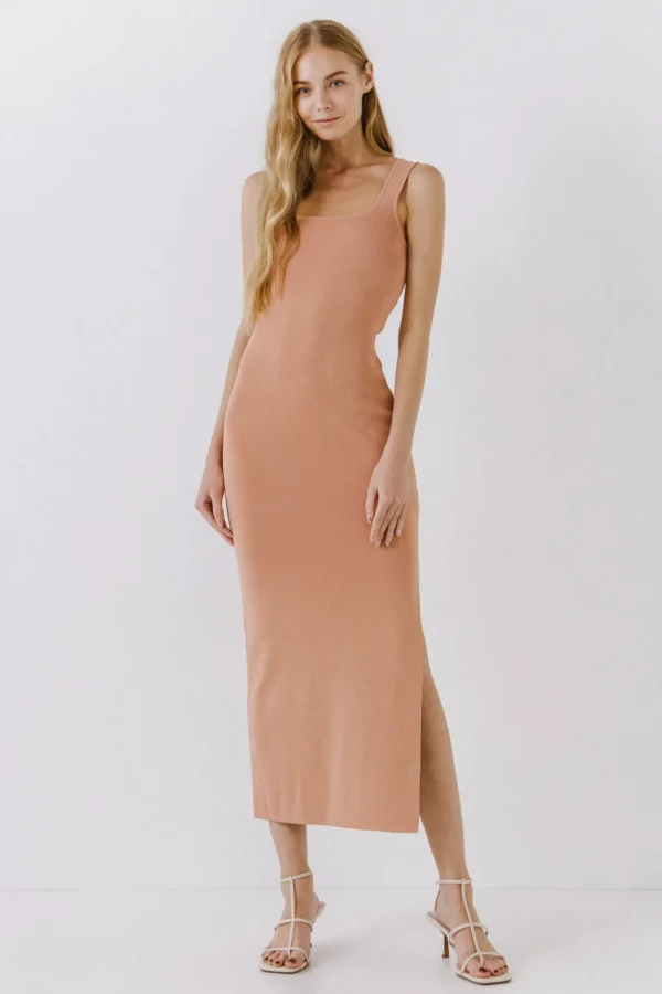 ENDLESS ROSE Tops*- Square Neck Maxi Dress
