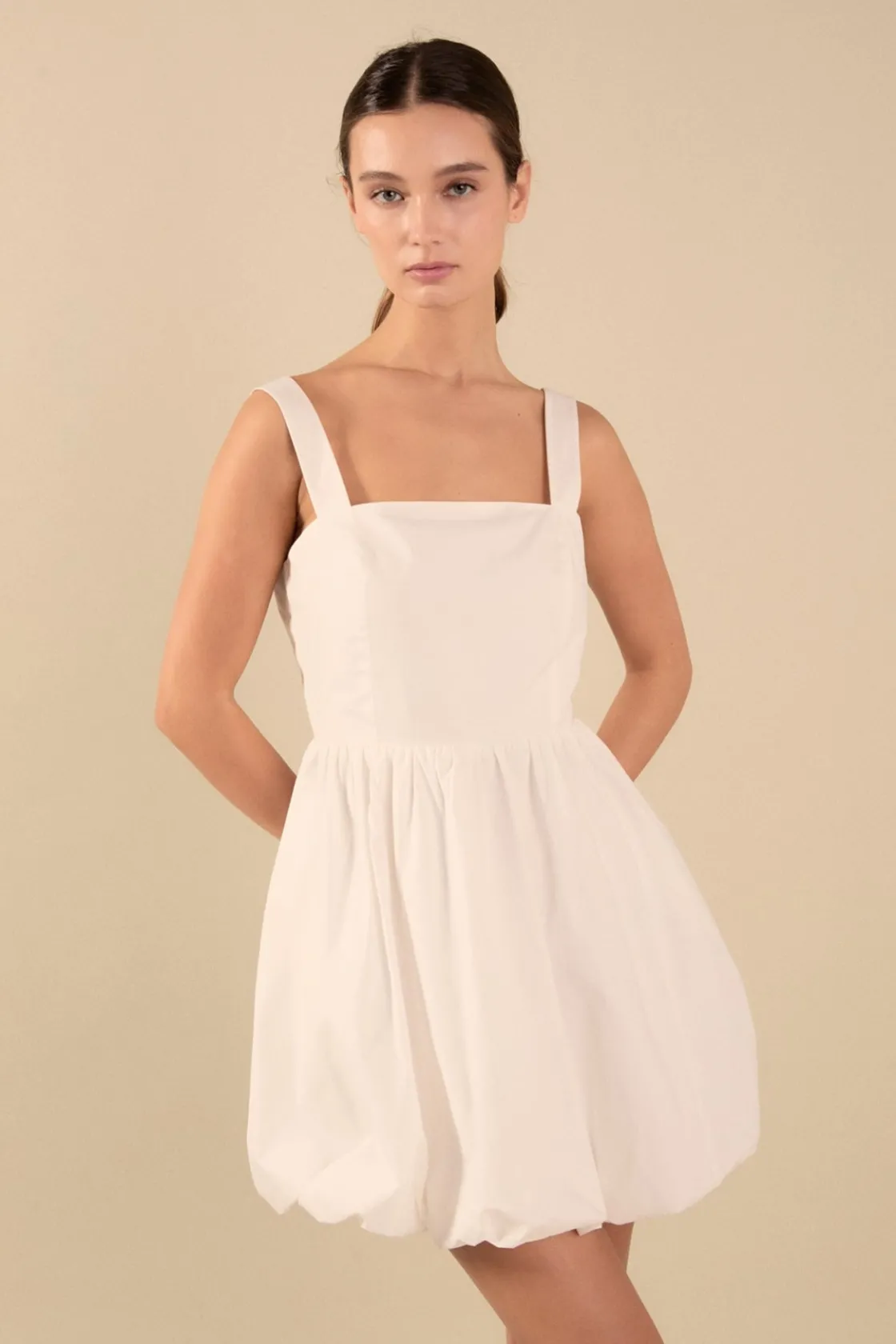 endless_rose__square_neck_3-2.webp ENDLESS ROSE Tops*- Square neckline shoulder straps mini Dress OFFWHITE