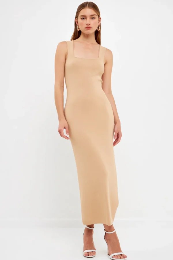 ENDLESS ROSE Tops*- Square Neck Maxi Dress