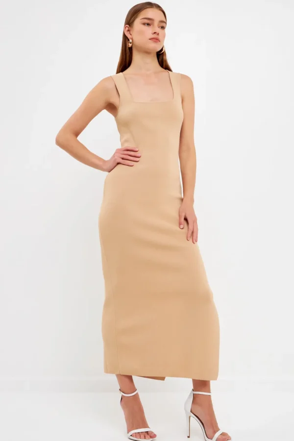 ENDLESS ROSE Tops*- Square Neck Maxi Dress