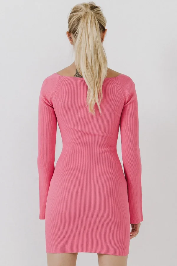 ENDLESS ROSE Tops*- Square neckline Knit Mini Dress