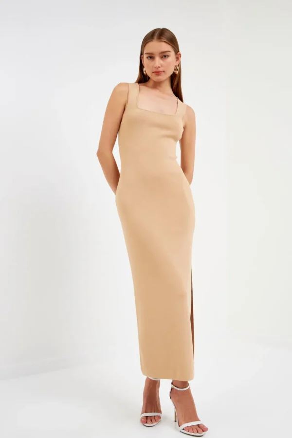 ENDLESS ROSE Tops*- Square Neck Maxi Dress