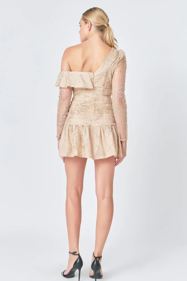 ENDLESS ROSE Tops*- Star Embellished Asymmetrical Dress GOLDNUDE