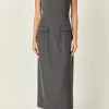 ENDLESS ROSE Tops*- Strapless Column Maxi Dress CHARCOAL