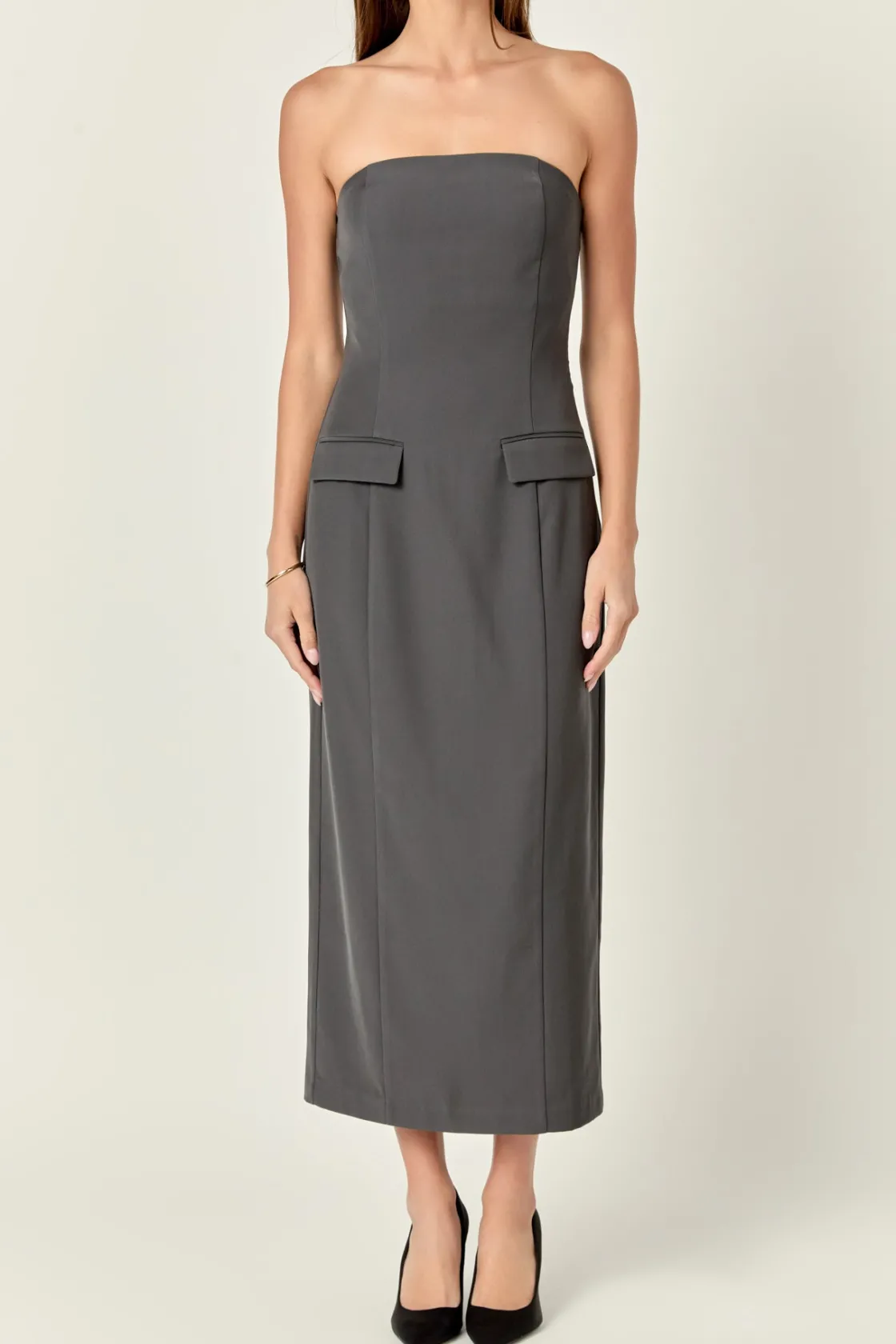 endless_rose__strapless_c_0.webp ENDLESS ROSE Tops*- Strapless Column Maxi Dress CHARCOAL