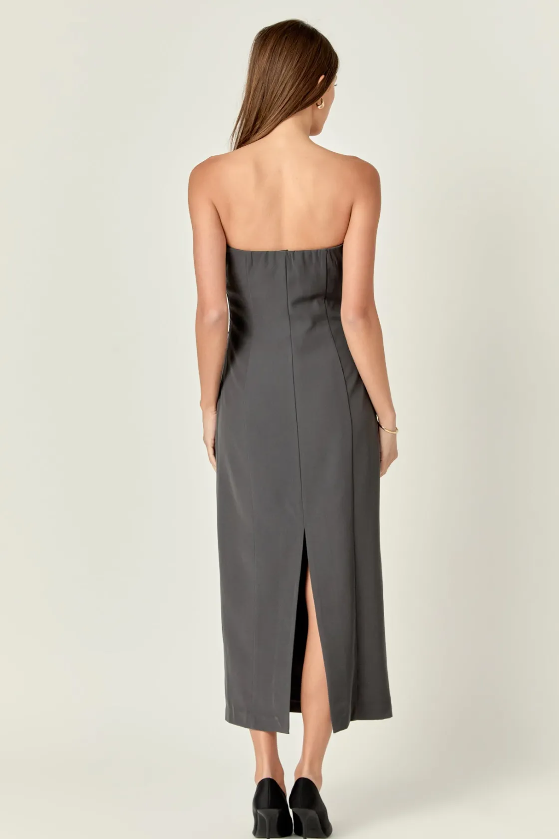 endless_rose__strapless_c_2.webp ENDLESS ROSE Tops*- Strapless Column Maxi Dress CHARCOAL