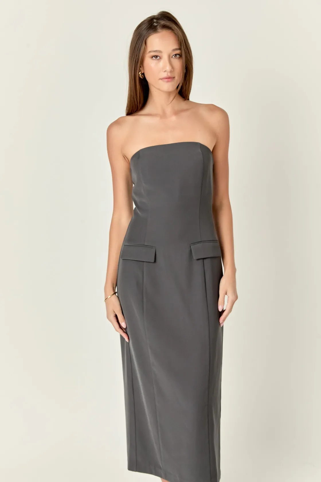 endless_rose__strapless_c_3.webp ENDLESS ROSE Tops*- Strapless Column Maxi Dress CHARCOAL