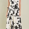 ENDLESS ROSE Tops*- Strapless Flounced Midi Dress IVORY/BLACK
