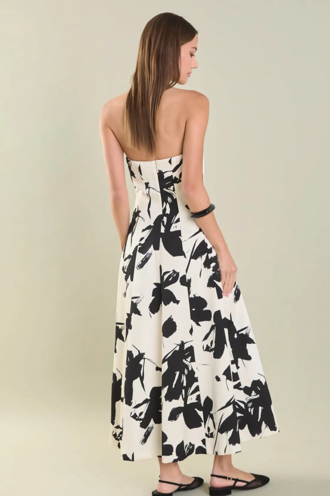 endless_rose__strapless_f_2.webp ENDLESS ROSE Tops*- Strapless Flounced Midi Dress IVORY/BLACK