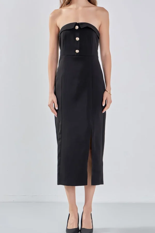 ENDLESS ROSE Tops*- Strapless Midi Dress BLACK