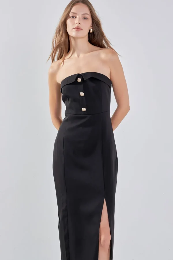 ENDLESS ROSE Tops*- Strapless Midi Dress BLACK
