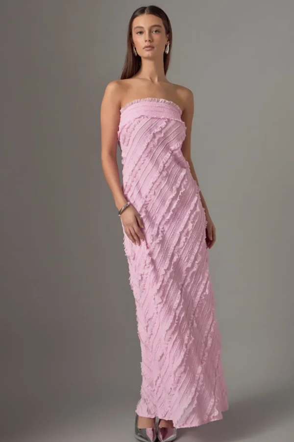 ENDLESS ROSE Tops*- Strapless Ruffled Maxi Dress