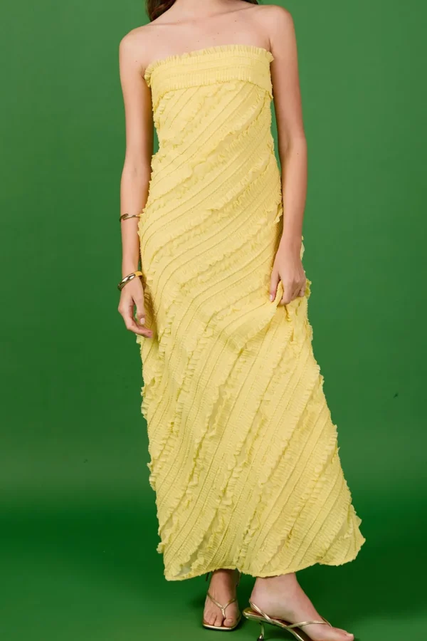 ENDLESS ROSE Tops*- Strapless Ruffled Maxi Dress
